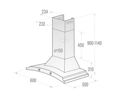 Gorenje, 621 m³/h, laius 60 cm, must - Õhupuhasti
