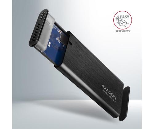 Axagon EEM2-SB2 Raw Box, USB-C, M.2 NVME, mSATA, must - SSD korpus