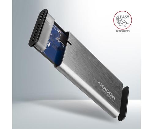 Axagon EEM2-SG2 Raw Box, USB-C, M.2 NVME, mSATA, hõbe - SSD korpus