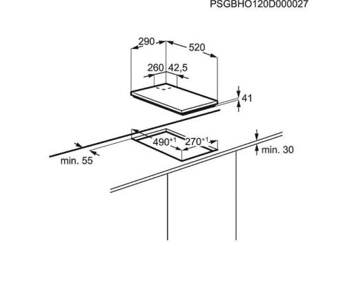 Electrolux, laius 29 cm, must - Integreeritav gaasipliidiplaat