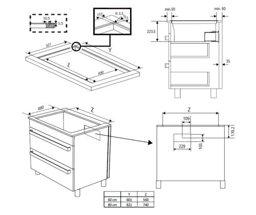 Beko, laius 60 cm, must - Integreeritav induktsioonpliit õhupuhastiga