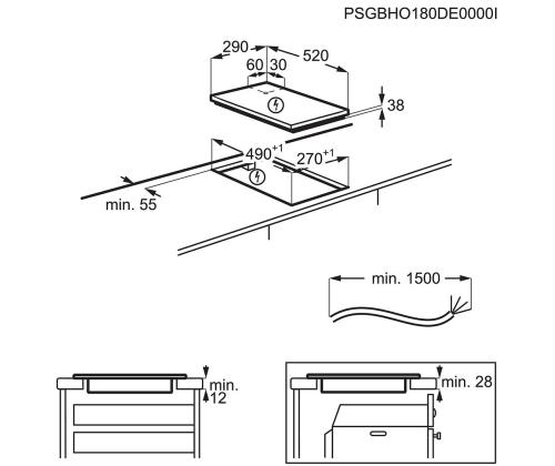 AEG, laius 29 cm, raamita, must - Integreeritav keraamiline pliidiplaat