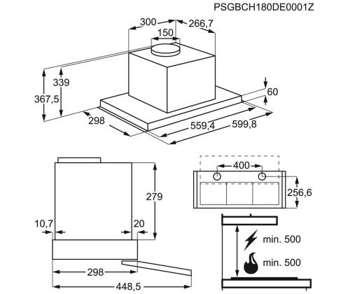 Electrolux, 600 m³/h, laius 56 cm, roostevaba teras - Integreeritav õhupuhasti