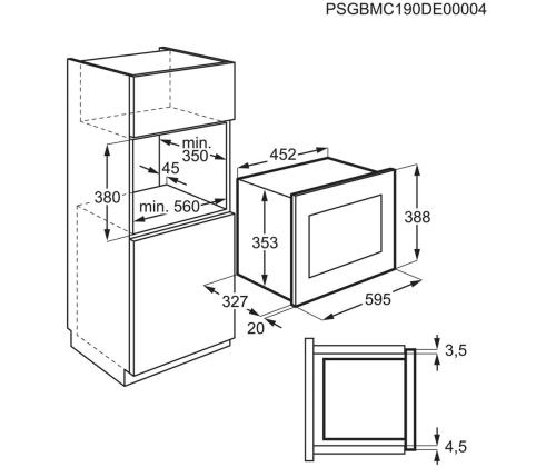 Electrolux, 20 L, 700 W, must/roostevaba teras - Integreeritav mikrolaineahi
