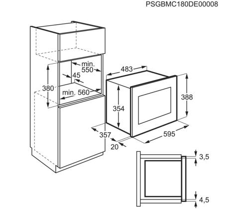Electrolux, 25 L, 900 W, valge - Integreeritav mikrolaineahi grilliga
