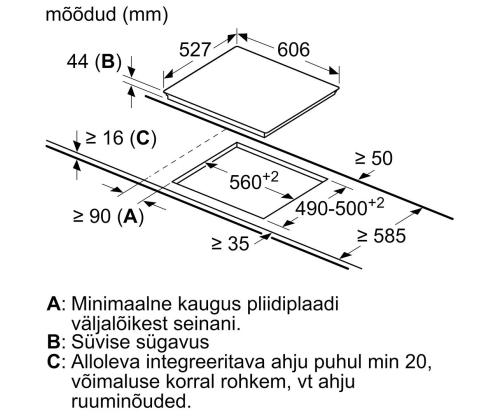 Bosch, laius 60,6 cm, terasraamiga, must - Integreeritav keraamiline pliidiplaat