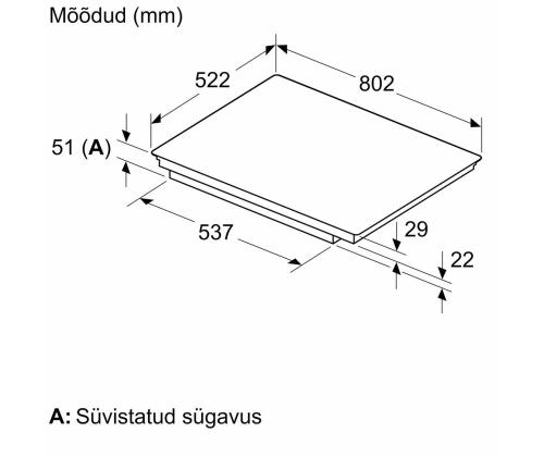 Bosch Seeria 6, laius 80,2 cm, raamita, must - Integreeritav induktsioonpliidiplaat