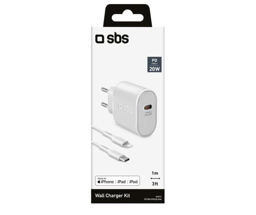 SBS, USB-C, Lightning, 20 W, valge - Vooluadapter kaabliga