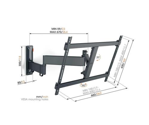 Vogel's TVM 3643 Full-Motion, 180º, 40'' - 77'', must - Teleri seinakinnitus