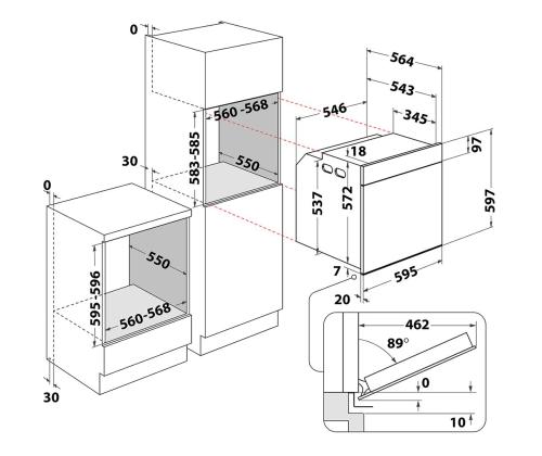 Whirlpool, 73 L, pürolüütiline puhastus, must - Integreeritav ahi