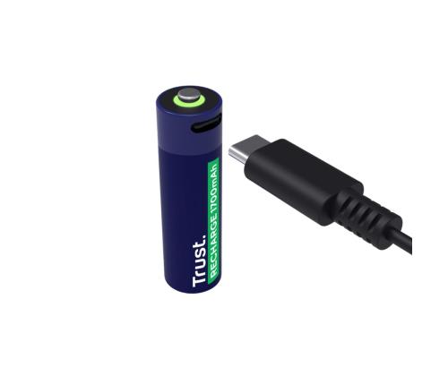 Trust USB-C rechargeable AA batteries, 2-pakk - Laetavad patareid