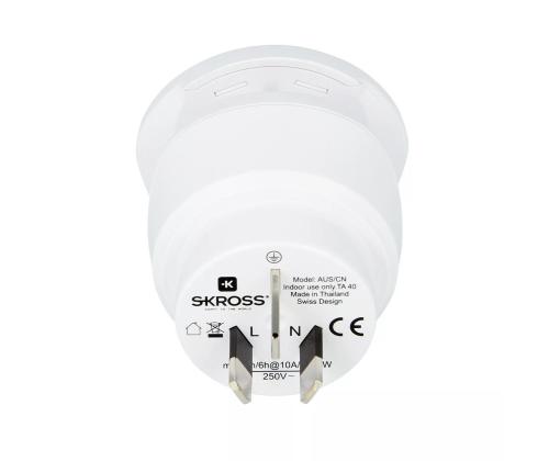 Skross Combo World to Australia / China, valge - Reisiadapter