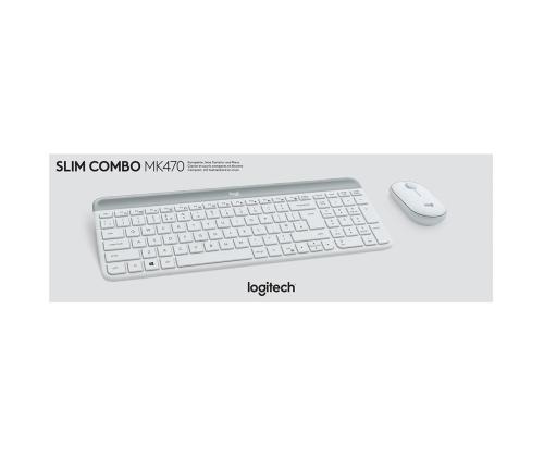 Logitech Slim Combo MK470, US, valge - Juhtmevaba klaviatuur + hiir