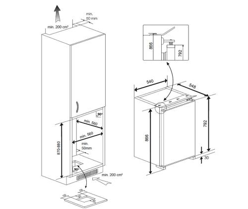 Beko, 110 L, kõrgus 87 cm - Integreeritav külmik
