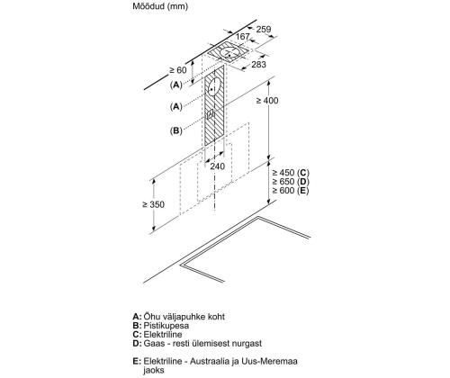 Bosch, Seeria 4, 768 m³/h, laius 60 cm, must - Õhupuhasti
