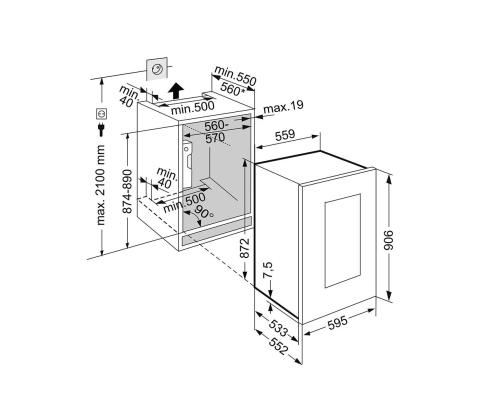 Liebherr, 33 pudelit, kõrgus 88 cm, must - Integreeritav veinikülmik
