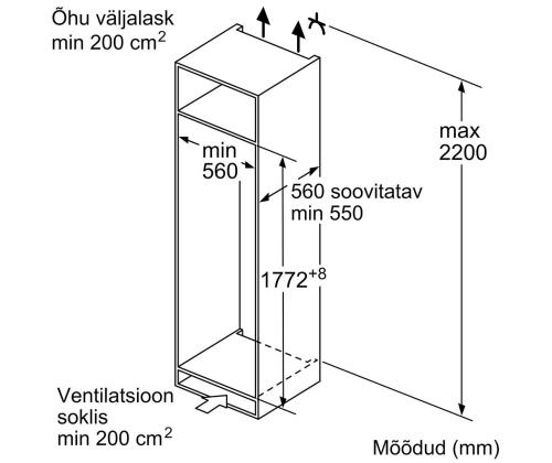 Bosch, Seeria 4, 280 L, kõrgus 178 cm - Integreeritav külmik