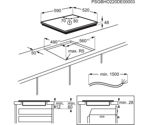 Electrolux 300 Basic, laius 52 cm, raamita, must - Integreeritav induktsioonplaat