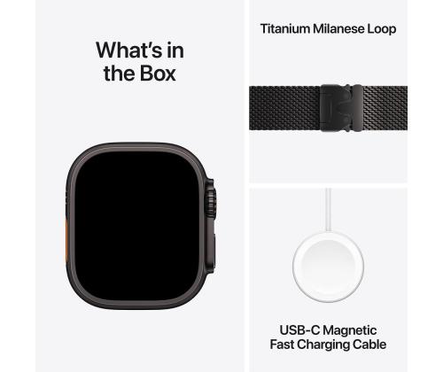 Apple Watch Ultra 3, 49 mm, Titanium Milanese Loop, Medium, must titaan / must - Nutikell