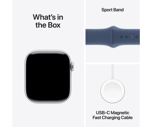 Apple Watch Series 10 GPS + Cellular, 46 mm, sport band, M/L, hõbe alumiinium / sinine - Nutikell