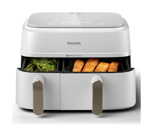 Philips 3000 Seeria Dual Basket Airfryer, 9 L, 2750 W, kaks korvi, valge - Kuumaõhufritüür
