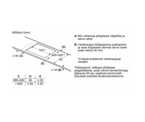 Bosch Seeria 6, laius 80,2 cm, raamita, must - Integreeritav induktsioonpliidiplaat