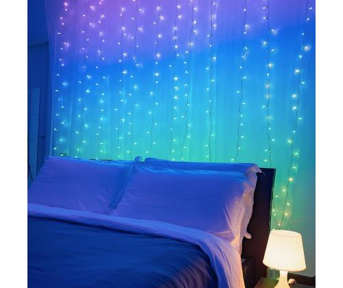 Twinkly Curtain, jõulukardin, 210 LED, IP44, must - Nutikad jõulutuled