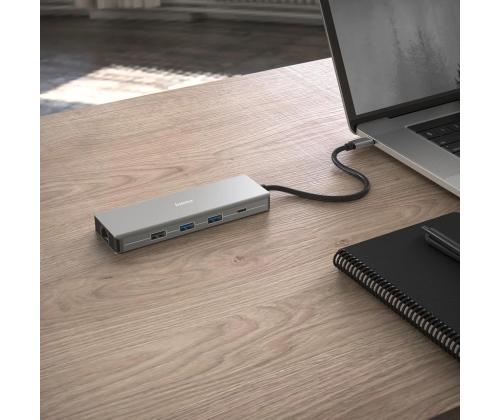 Hama CONNECT2Media, USB-C Hub, 9 porti, 100 W, hall - Sülearvutidokk