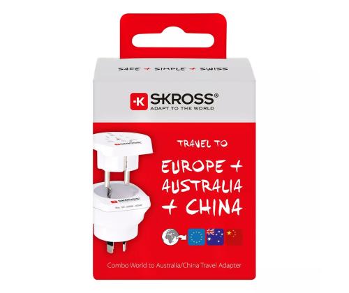 Skross Combo World to Australia / China, valge - Reisiadapter