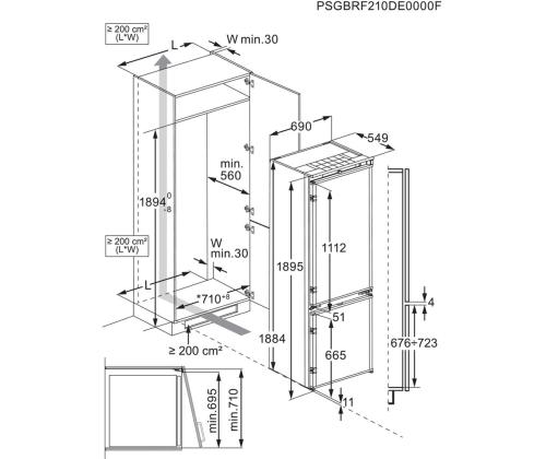 Electrolux 700, NoFrost, 376 L, 189 cm - Integreeritav külmik