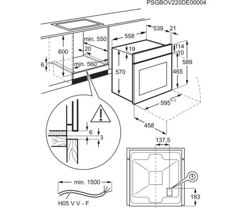 Electrolux, 8 funktsiooni, 65 L, valge - Integreeritav ahi