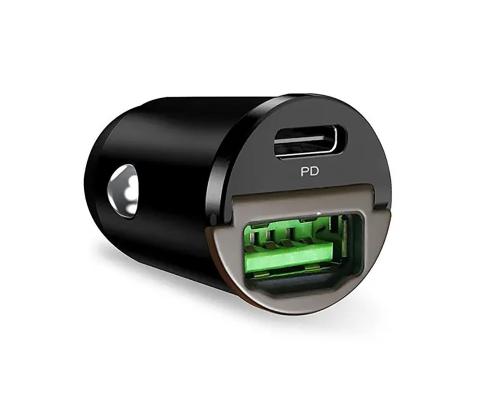 Puro Mini, USB-A, USB-C, 30 W, must - Autolaadija
