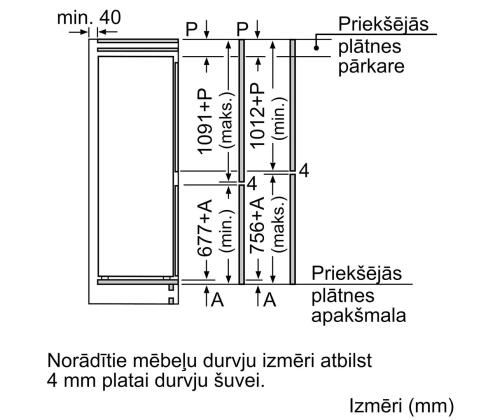 Bosch, Seeria 2, NoFrost, 260 L, 178 cm - Integreeritav külmik