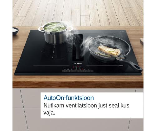 Bosch, Seeria 6, laius 80 cm, raamita, must - Integreeritav induktsioonpliidiplaat õhupuhastiga