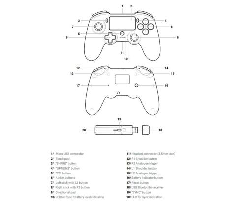 Nacon Asymmetric Wireless Controller, must - PS4 mängupult