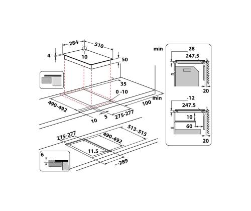 Whirlpool, laius 28,4 cm, raamita, must - Integreeritav induktsioonpliidiplaat