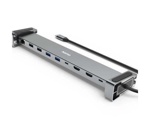 Hama Connect2Office Basic, USB-C Hub, 9 porti, 100 W, hall - Sülearvutidokk