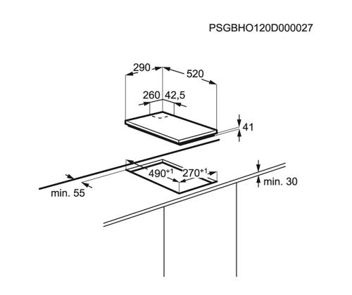 Electrolux, laius 29 cm, must - Integreeritav gaasipliidiplaat