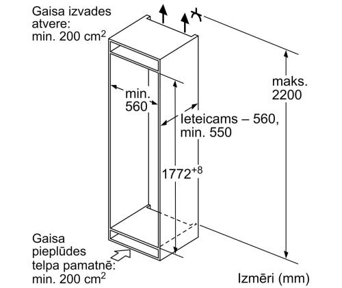 Bosch, Seeria 2, NoFrost, 260 L, 178 cm - Integreeritav külmik