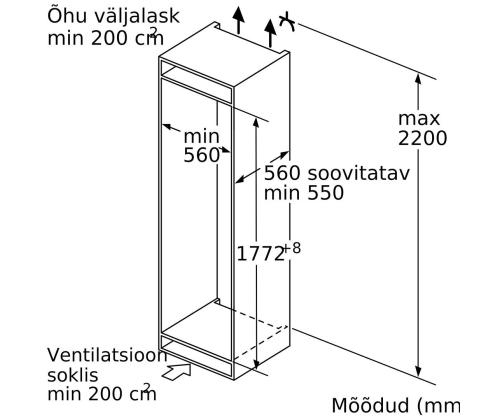 Bosch Seeria 4, No Frost, 212 L, kõrgus 178 cm - Integreeritav sügavkülmik