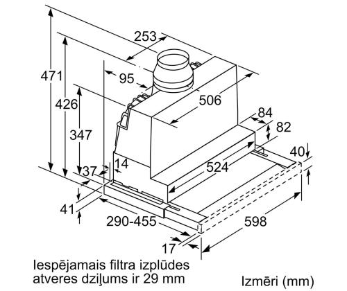 Bosch, 728 m³/h, laius 59,8 cm, hõbedane - Integreeritav õhupuhasti