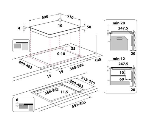 Whirlpool, laius 59 cm, raamita, valge - Integreeritav induktsioonpliidiplaat