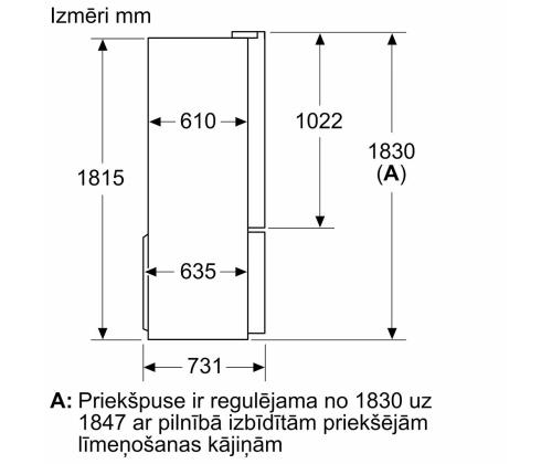 Bosch Seeria 4, French Door, 605 L, 183 cm, roostevaba teras - SBS-Külmik