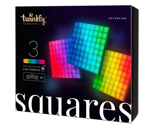 Twinkly Squares, 3 paneeli, IP20, laienduskomplekt, must - Nutikad valguspaneelid