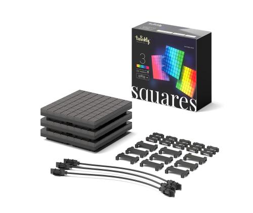 Twinkly Squares, 3 paneeli, IP20, laienduskomplekt, must - Nutikad valguspaneelid