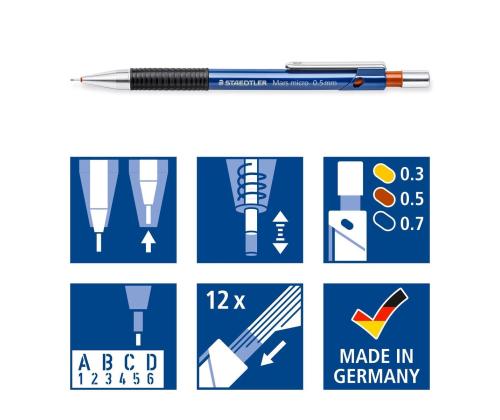 Mehaaniline harilik pliiats STAEDTLER 775 0,3mm metallist taskuklambriga