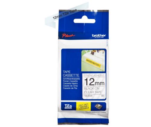 Kleepkirjalint Brother Strong TZE-S131 12mm must/läbipaistval analoog