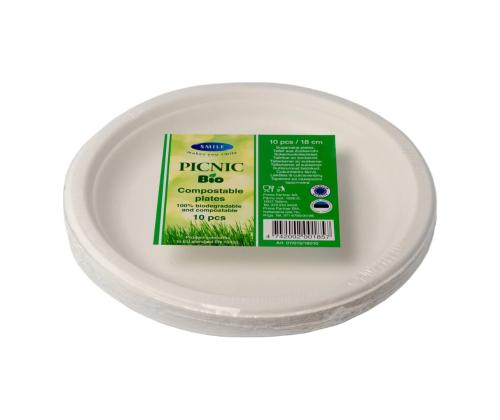 Taldrik suhkruroost 18cm valge 10tk pakis biolagunev