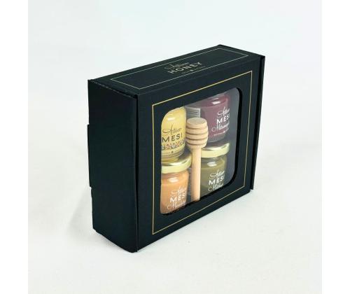 Artisan Honey kinkekomplekt 4 x 50 g meepurki ja puidust meevurr