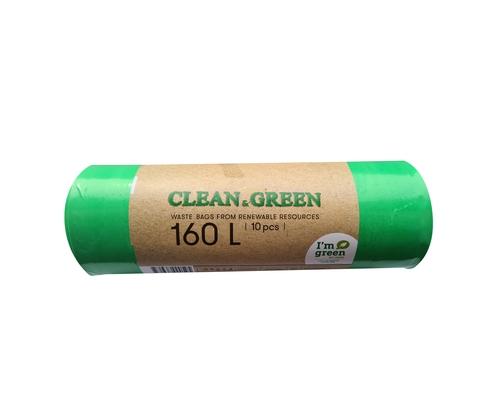 Biopõhised prügikotid Clean&Green 160l 10tk (hdpe)